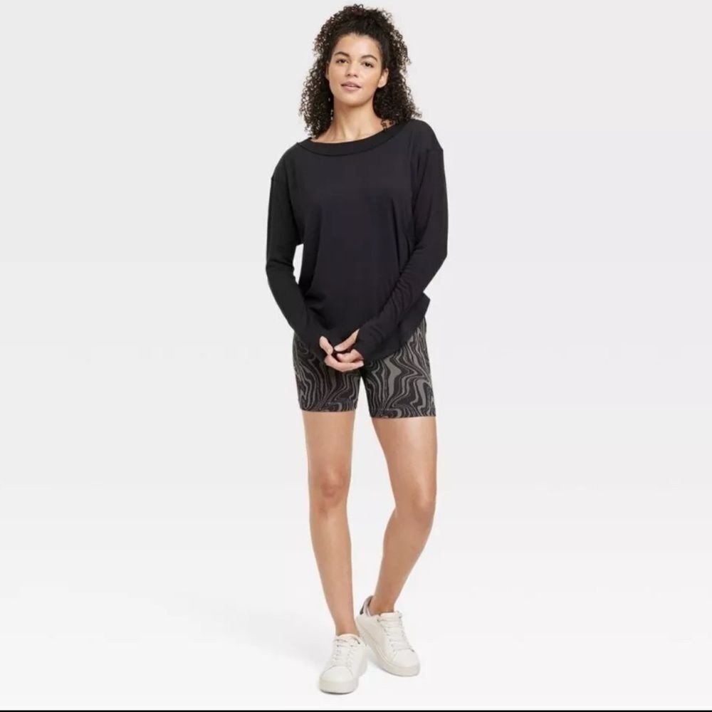 Joy Lab Black Trendy Thumb Hole Sleeve‎ Stretchy Tunic top XXL - Picture 3 of 11